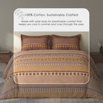 Spaces Rio 100% Cotton Ornate Double Bedsheet with 2 Pillow Covers - 90 x 108 Inches, Light Brown