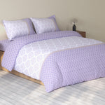 Spaces Rio 100% Cotton Ornate Double Bedsheet with 2 Pillow Covers - 90 x 108 Inches, Light Violet