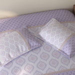 Spaces Rio 100% Cotton Ornate Double Bedsheet with 2 Pillow Covers - 90 x 108 Inches, Light Violet