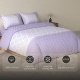 Spaces Rio 100% Cotton Ornate Double Bedsheet with 2 Pillow Covers - 90 x 108 Inches, Light Violet