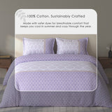 Spaces Rio 100% Cotton Ornate Double Bedsheet with 2 Pillow Covers - 90 x 108 Inches, Light Violet