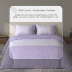 Spaces Rio 100% Cotton Ornate Double Bedsheet with 2 Pillow Covers - 90 x 108 Inches, Light Violet