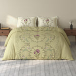 Spaces Rio 100% Cotton Floral Double Bedsheet with 2 Pillow Covers - 90 x 108 Inches, Light Yellow