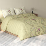 Spaces Rio 100% Cotton Floral Double Bedsheet with 2 Pillow Covers - 90 x 108 Inches, Light Yellow
