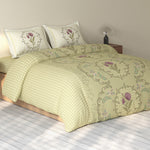 Spaces Rio 100% Cotton Floral Double Bedsheet with 2 Pillow Covers - 90 x 108 Inches, Light Yellow