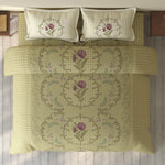 Spaces Rio 100% Cotton Floral Double Bedsheet with 2 Pillow Covers - 90 x 108 Inches, Light Yellow