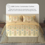 Spaces Rio 100% Cotton Floral Double Bedsheet with 2 Pillow Covers - 90 x 108 Inches, Light Yellow