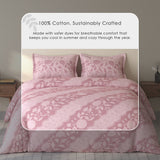 Spaces Rio 100% Cotton Floral Double Bedsheet with 2 Pillow Covers - 90 x 108 Inches, Blush