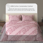 Spaces Rio 100% Cotton Floral Double Bedsheet with 2 Pillow Covers - 90 x 108 Inches, Blush