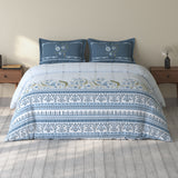 Spaces Rio 100% Cotton Floral Double Bedsheet with 2 Pillow Covers - 90 x 108 Inches, Light Blue