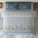 Spaces Rio 100% Cotton Floral Double Bedsheet with 2 Pillow Covers - 90 x 108 Inches, Light Blue