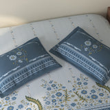 Spaces Rio 100% Cotton Floral Double Bedsheet with 2 Pillow Covers - 90 x 108 Inches, Light Blue