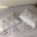 Spaces Rio 100% Cotton Floral Double Bedsheet with 2 Pillow Covers - 90 x 108 Inches, Grey