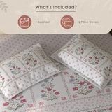 Spaces Rio 100% Cotton Floral Double Bedsheet with 2 Pillow Covers - 90 x 108 Inches, Grey