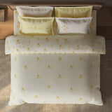 Spaces Sierra Floral 100% Hygro Cotton 210 TC Large Bedsheet with 4 Pillow Covers - 108 x 108 Inches, Light Yellow