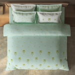 Spaces Sierra Floral 100% Hygro Cotton 210 TC Large Bedsheet with 4 Pillow Covers - 108 x 108 Inches, Light Aqua