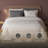 Spaces Sierra Floral 100% Hygro Cotton 210 TC Large Bedsheet with 4 Pillow Covers - 108 x 108 Inches, Cream