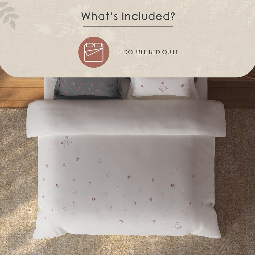 Spaces Sierra Floral 100% Hygro Cotton 210 TC Large Bedsheet with 4 Pillow Covers - 108 x 108 Inches, Cream