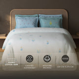 Spaces Sierra Floral 100% Hygro Cotton 210 TC Large Bedsheet with 4 Pillow Covers - 108 x 108 Inches, White