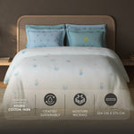 Spaces Sierra Floral 100% Hygro Cotton 210 TC Large Bedsheet with 4 Pillow Covers - 108 x 108 Inches, White