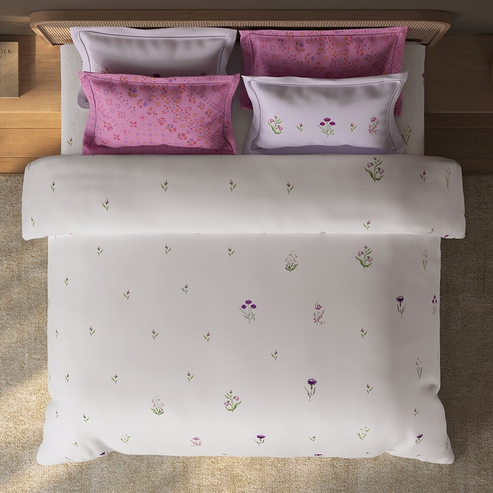 Spaces Sierra Floral 100% Hygro Cotton 210 TC Large Bedsheet with 4 Pillow Covers - 108 x 108 Inches, Light Pink