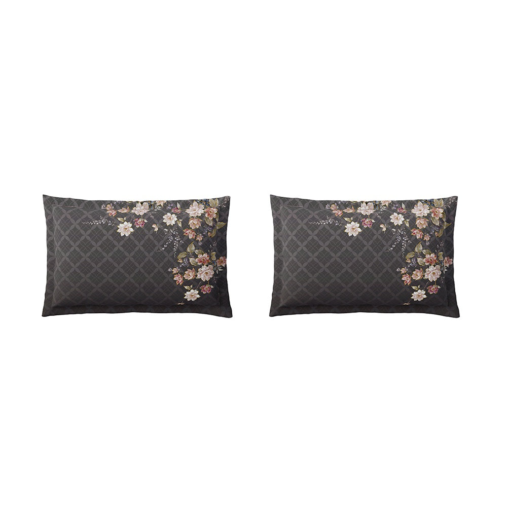 Spaces Avaris 100% Cotton 210 TC Floral Large Bedsheet with 2 Pillow Covers - 108 x 108 Inches, Dark Brown