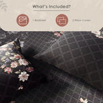 Spaces Avaris 100% Cotton 210 TC Floral Large Bedsheet with 2 Pillow Covers - 108 x 108 Inches, Dark Brown