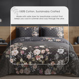 Spaces Avaris 100% Cotton 210 TC Floral Large Bedsheet with 2 Pillow Covers - 108 x 108 Inches, Dark Brown