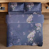 Spaces Avaris 100% Cotton 210 TC Floral Large Bedsheet with 2 Pillow Covers - 108 x 108 Inches, Dark Violet