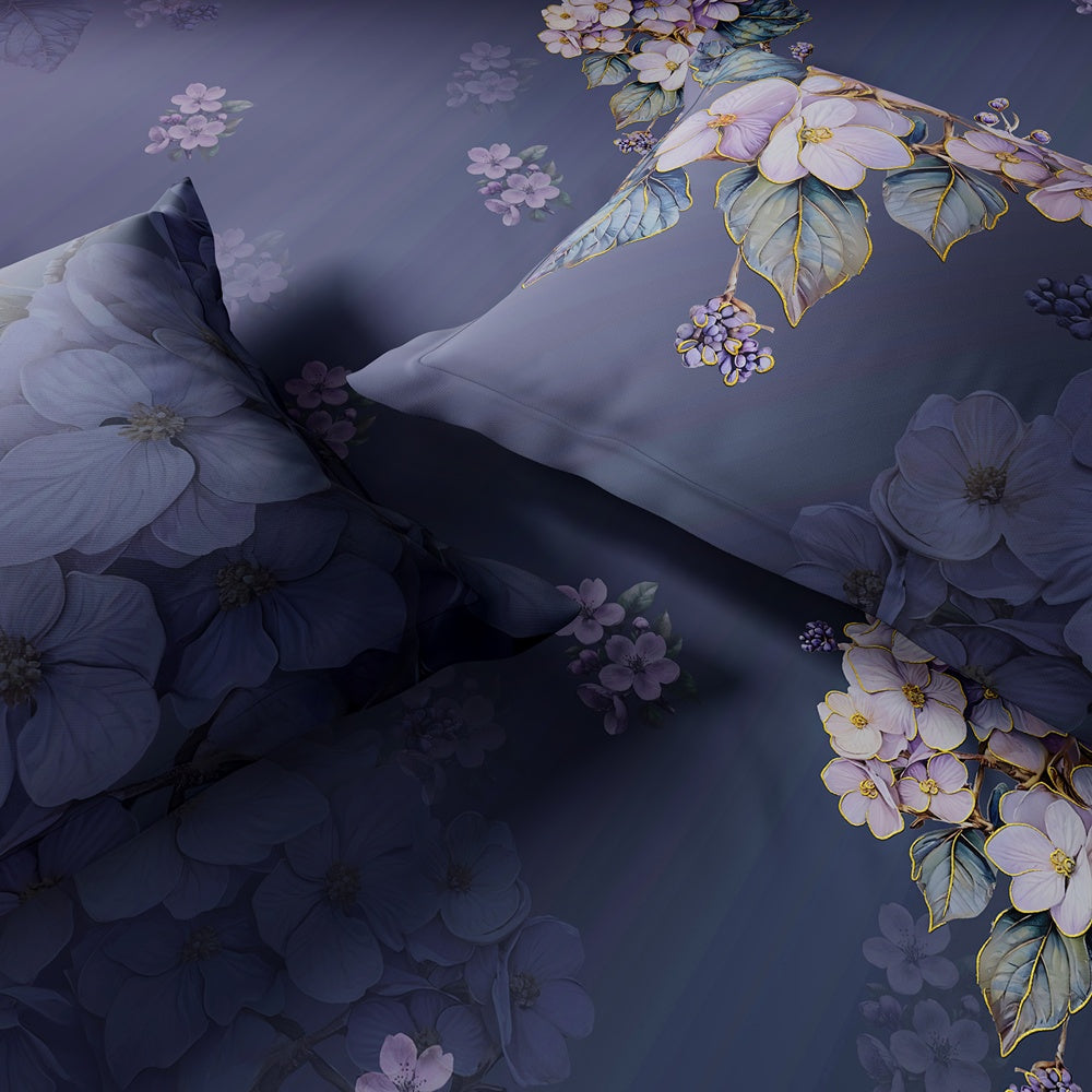Spaces Avaris 100% Cotton 210 TC Floral Large Bedsheet with 2 Pillow Covers - 108 x 108 Inches, Dark Violet