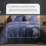 Spaces Avaris 100% Cotton 210 TC Floral Large Bedsheet with 2 Pillow Covers - 108 x 108 Inches, Dark Violet