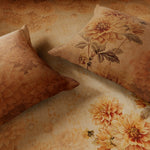 Spaces Avaris 100% Cotton 210 TC Floral Large Bedsheet with 2 Pillow Covers - 108 x 108 Inches, Dark Orange