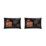 Spaces Avaris 100% Cotton 210 TC Floral Large Bedsheet with 2 Pillow Covers - 108 x 108 Inches, Black