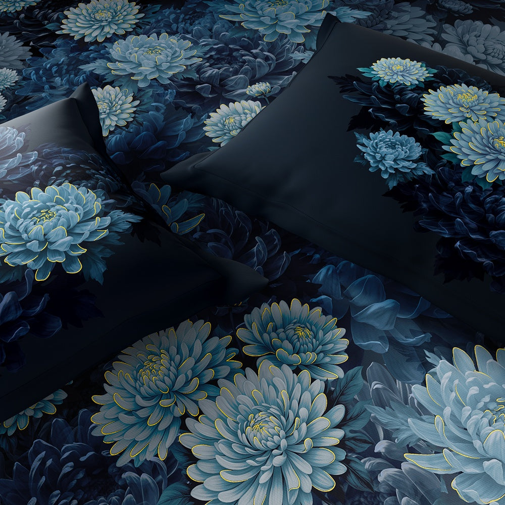 Spaces Avaris 100% Cotton 210 TC Floral Large Bedsheet with 2 Pillow Covers - 108 x 108 Inches, Dark Green