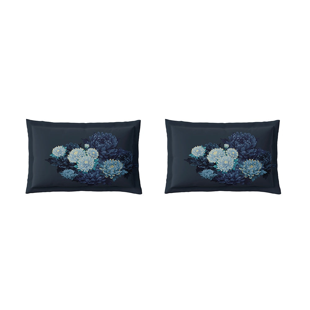 Spaces Avaris 100% Cotton 210 TC Floral Large Bedsheet with 2 Pillow Covers - 108 x 108 Inches, Dark Green