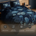 Spaces Avaris 100% Cotton 210 TC Floral Large Bedsheet with 2 Pillow Covers - 108 x 108 Inches, Dark Green