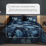 Spaces Avaris 100% Cotton 210 TC Floral Large Bedsheet with 2 Pillow Covers - 108 x 108 Inches, Dark Green