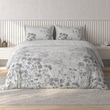 Spaces Vortex Floral 100% Cotton Crafted Comfort Large Bedsheet with 2 Pillow Covers - 108 x 108 Inches, Light Grey