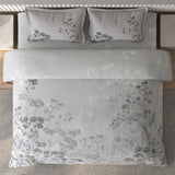 Spaces Vortex Floral 100% Cotton Crafted Comfort Large Bedsheet with 2 Pillow Covers - 108 x 108 Inches, Light Grey