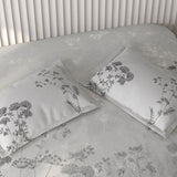Spaces Vortex Floral 100% Cotton Crafted Comfort Large Bedsheet with 2 Pillow Covers - 108 x 108 Inches, Light Grey