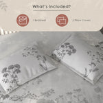 Spaces Vortex Floral 100% Cotton Crafted Comfort Large Bedsheet with 2 Pillow Covers - 108 x 108 Inches, Light Grey