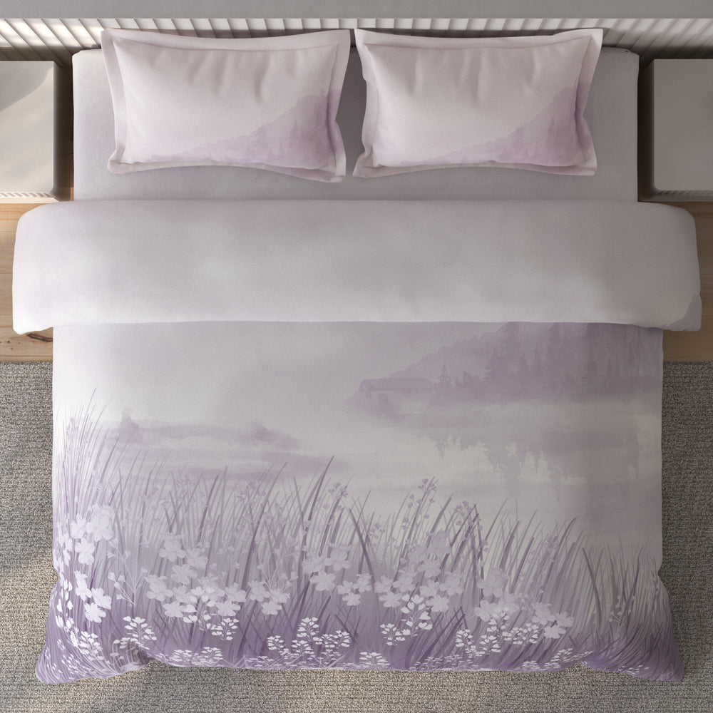 Spaces Vortex Floral 100% Cotton Crafted Comfort Large Bedsheet with 2 Pillow Covers - 108 x 108 Inches, Light Violet