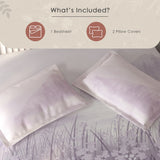 Spaces Vortex Floral 100% Cotton Crafted Comfort Large Bedsheet with 2 Pillow Covers - 108 x 108 Inches, Light Violet