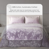 Spaces Vortex Floral 100% Cotton Crafted Comfort Large Bedsheet with 2 Pillow Covers - 108 x 108 Inches, Light Violet