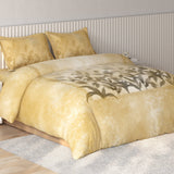 Spaces Vortex Floral 100% Cotton Crafted Comfort Large Bedsheet with 2 Pillow Covers - 108 x 108 Inches, Yellow