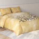 Spaces Vortex Floral 100% Cotton Crafted Comfort Large Bedsheet with 2 Pillow Covers - 108 x 108 Inches, Yellow
