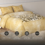 Spaces Vortex Floral 100% Cotton Crafted Comfort Large Bedsheet with 2 Pillow Covers - 108 x 108 Inches, Yellow