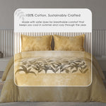Spaces Vortex Floral 100% Cotton Crafted Comfort Large Bedsheet with 2 Pillow Covers - 108 x 108 Inches, Yellow