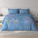 Spaces Vortex Floral 100% Cotton Crafted Comfort Large Bedsheet with 2 Pillow Covers - 108 x 108 Inches, Light Blue