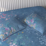 Spaces Vortex Floral 100% Cotton Crafted Comfort Large Bedsheet with 2 Pillow Covers - 108 x 108 Inches, Light Blue